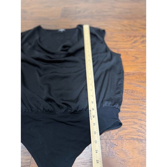 Express Womens L Top Black Sleeveless Cowl Neck Bodysuit Top Snap Closure Comfy - Picture 7 of 10